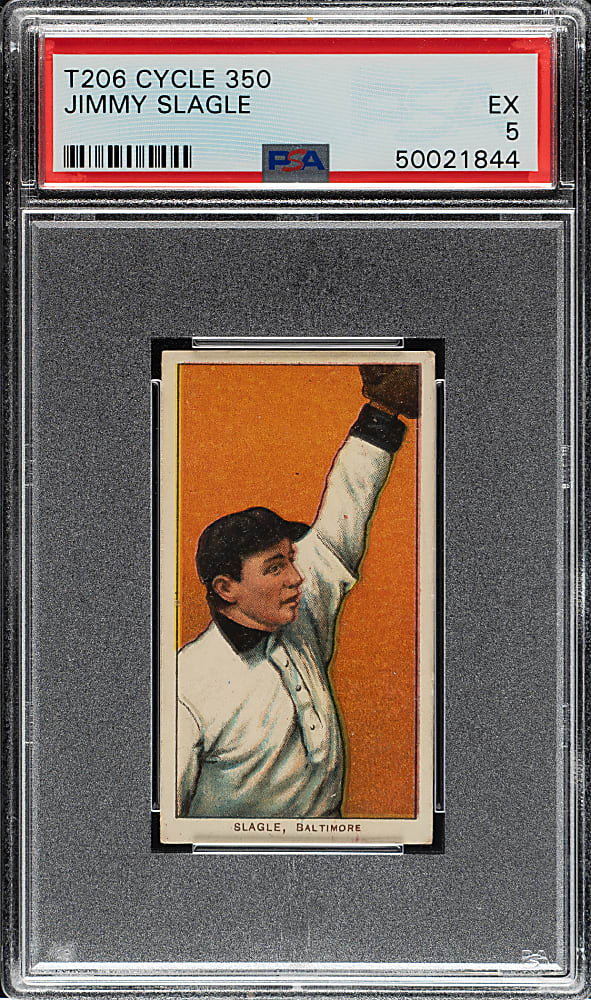 1909-1911 T206 White Border Jimmy Slagle PSA EX 5 - Cycle 350 Back