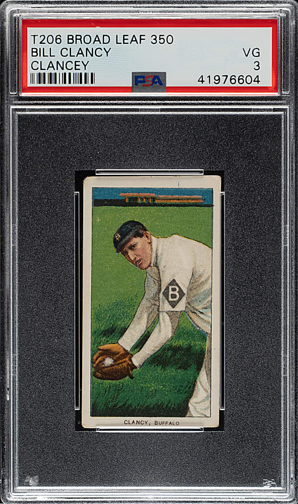 1909-1911 T206 White Border Bill Clancy PSA VG 3 - Broad Leaf 350 Back