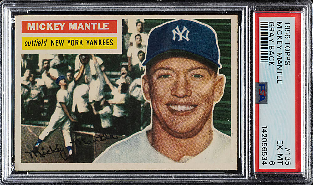 1956 Topps #135 Mickey Mantle Gray Back PSA EX-MT 6