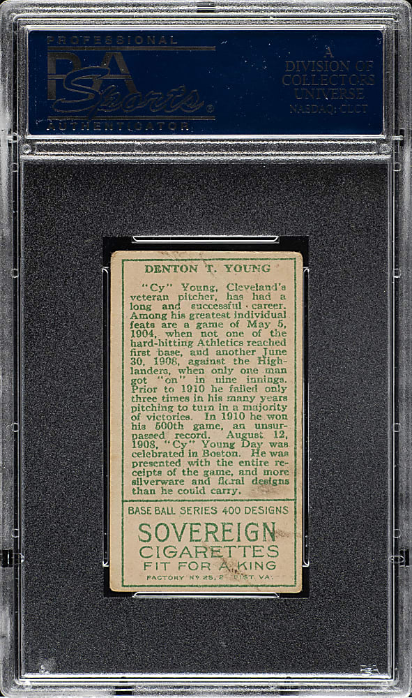 1911 T205 Gold Border Cy Young PSA VG-EX 4 - Sovereign Back