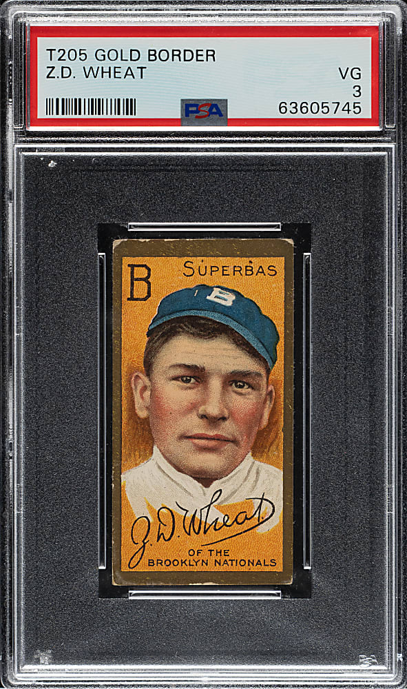 1911 T205 Gold Border Zack Wheat PSA VG 3 - American Beauty Back