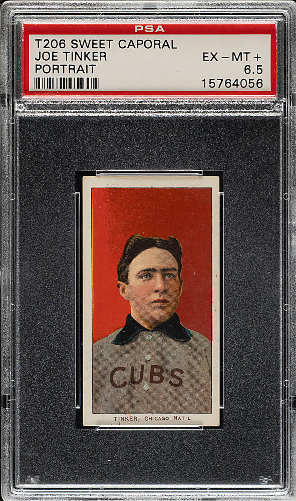 1909-1911 T206 White Border Joe Tinker Portrait PSA EX-MT+ 6.5