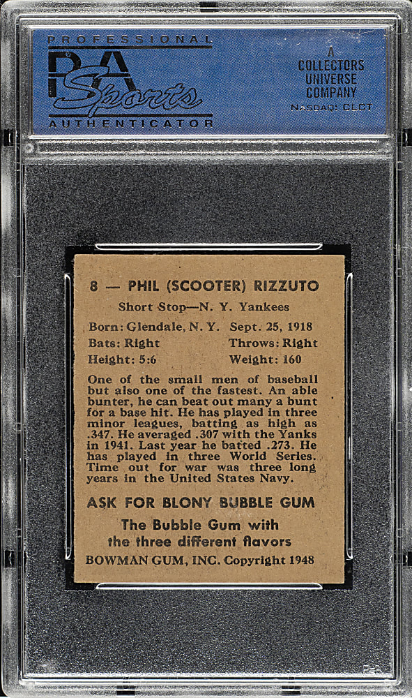 1948 Bowman #8 Phil Rizzuto PSA NM 7