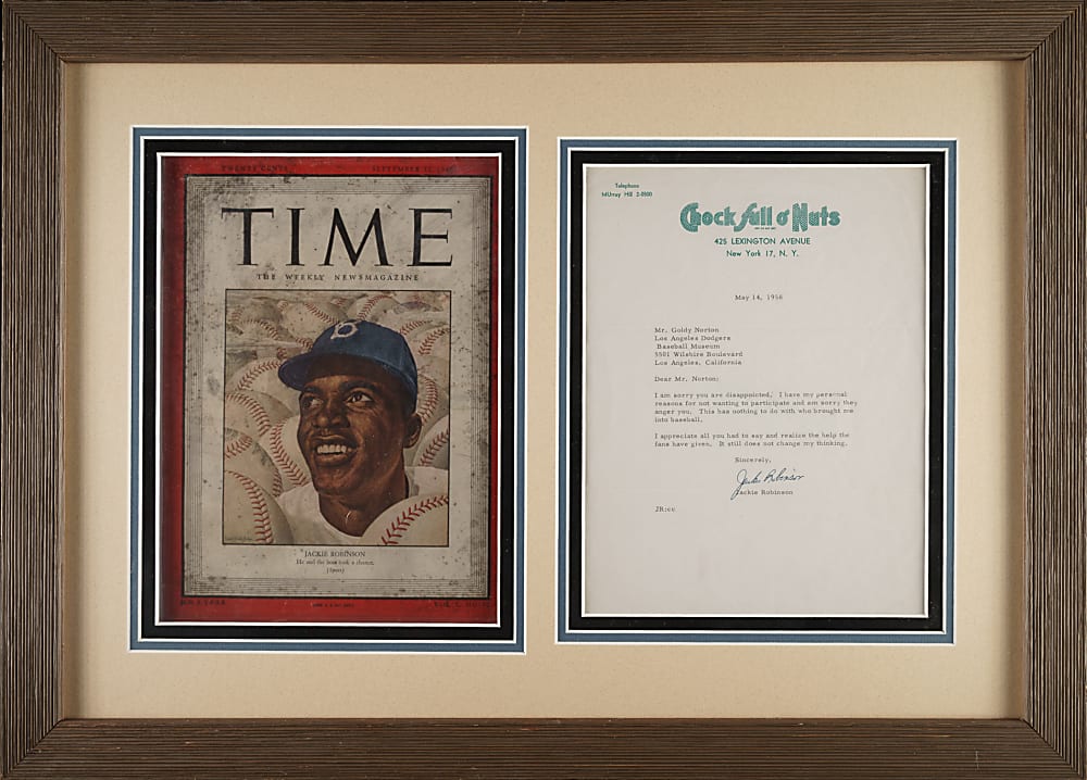 1958 Jackie Robinson Signed Letter with Time Magazine Display - JSA