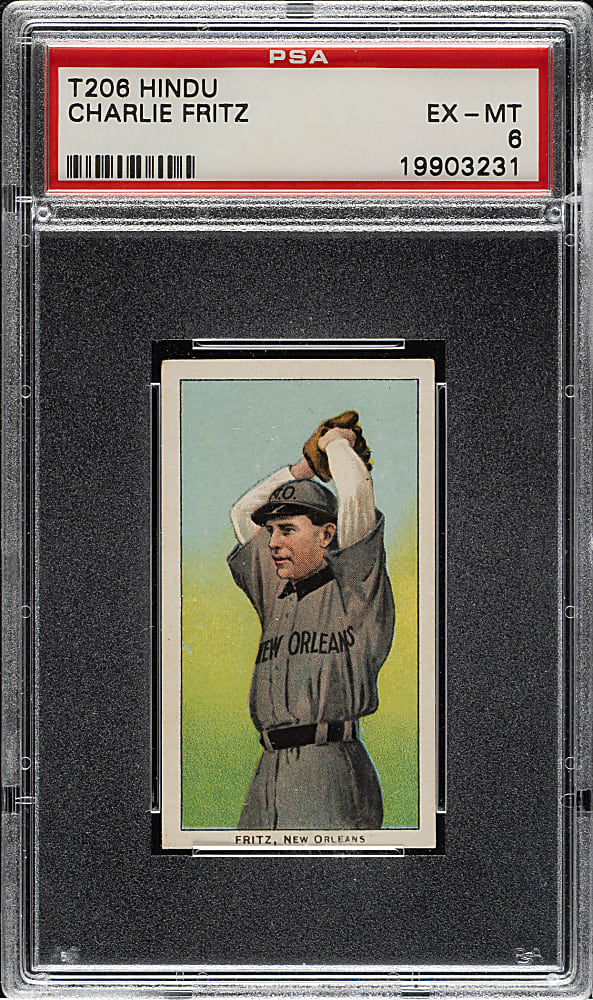 1909-1911 T206 White Border Charlie Fritz Southern Leaguer PSA EX-MT 6 - Brown Hindu Back - 1 of 2 - Highest Graded!