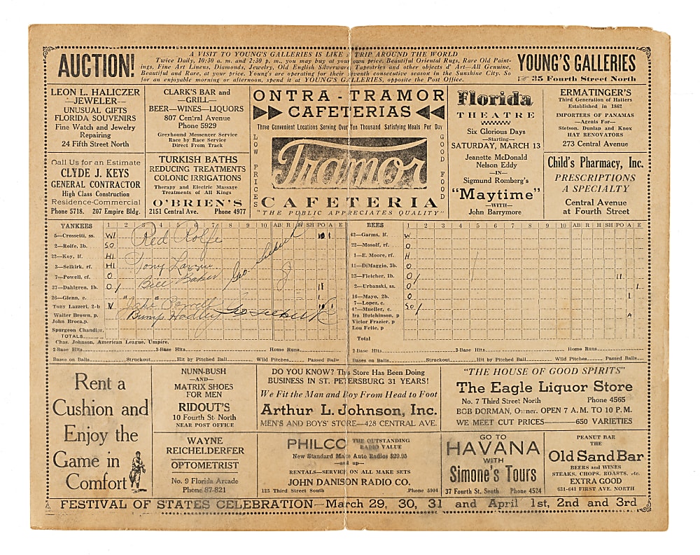 1936-1937 New York Yankees Multi-Signed Scorecard with Tony Lazzeri - PSA/DNA