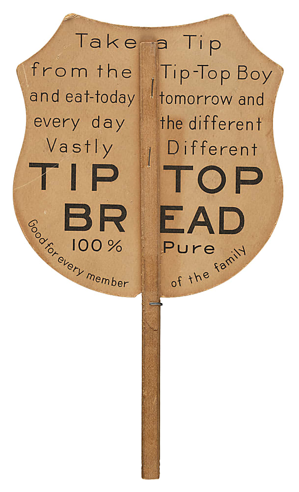 Circa 1910 Tip Top Bread "The Tip-Top Boy" Mascot Advertising Fan - Related to the D322 Set!