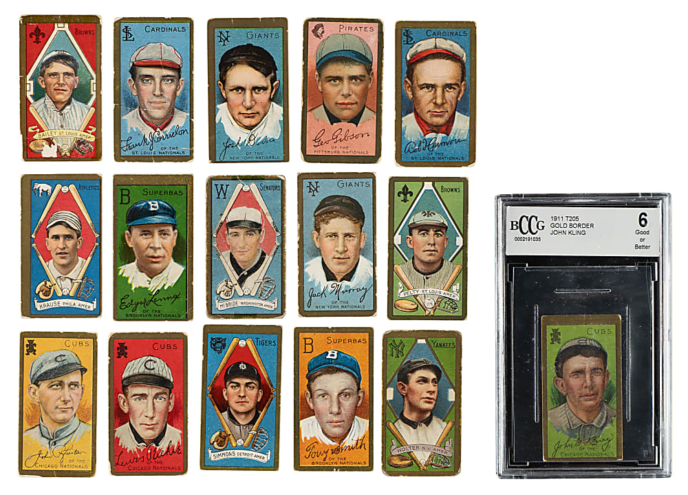 1911 T205 Gold Border Near-Complete Set (199/208) Including 176 PSA- and SGC-Graded Cards