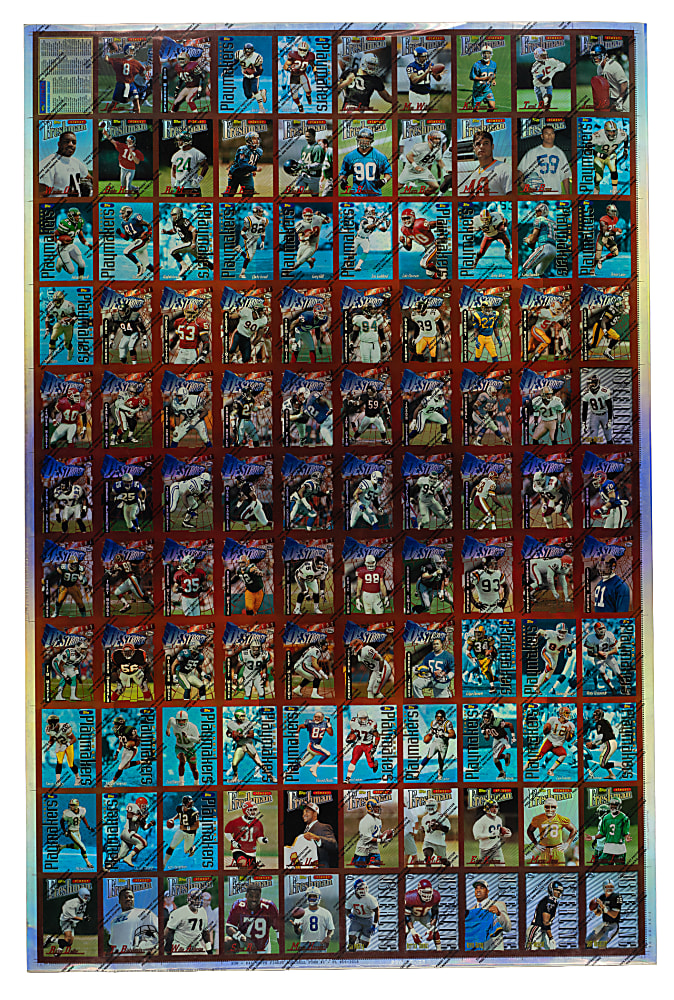 1996 Topps Finest Football Refractor With Coating Uncut Sheet (110 Cards) with Terrell Owens and Marvin Harrison Rookies