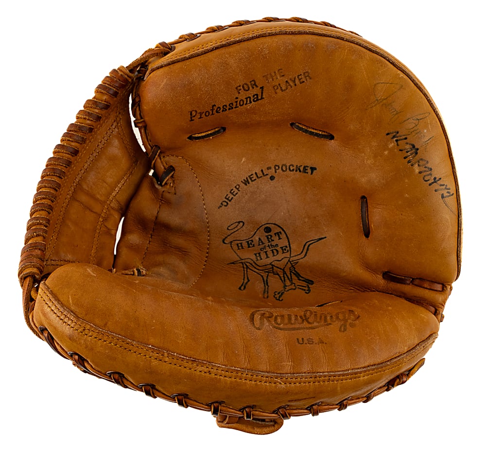 1972 Johnny Bench Cincinnati Reds Twice-Signed Game-Used Catcher's Glove with Reggie Jackson Provenance - MVP Season - PSA/DNA and Beckett