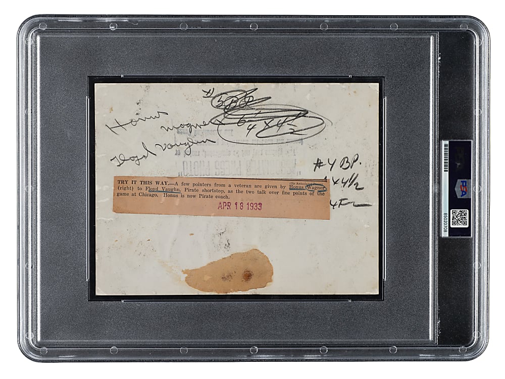 1933 Honus Wagner and Floyd Vaughn Original Associated Press Photograph PSA/DNA Type I - Image Used for 1936 R312 National Chicle Card