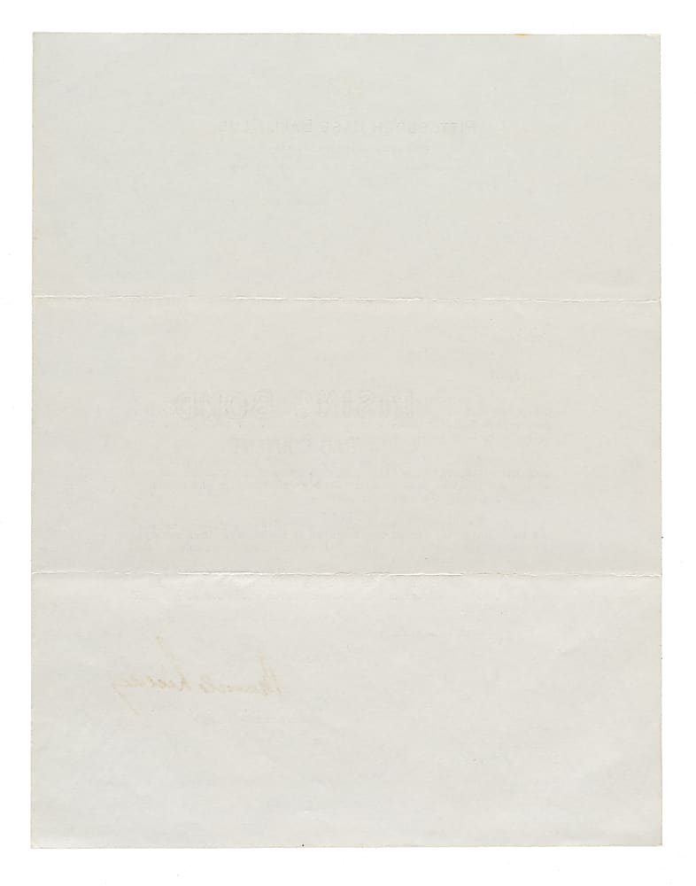 1951 Branch Rickey Signed Letter to Pittsburgh Pirates Pete Castiglione - PSA/DNA