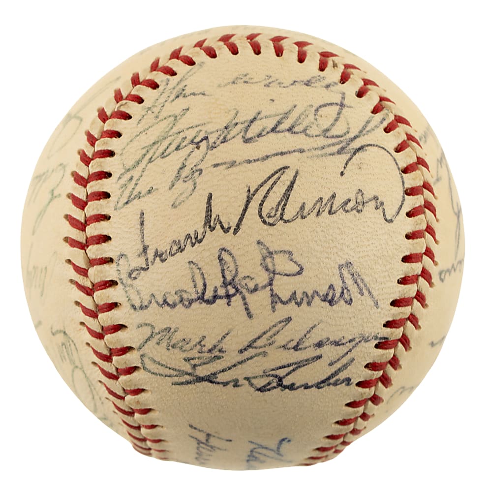 1967 Baltimore Orioles Team-Signed Baseball with Frank and Brooks Robinson, Aparicio, and Palmer