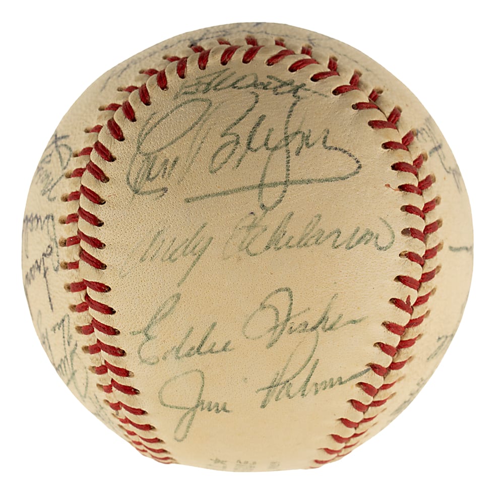 1967 Baltimore Orioles Team-Signed Baseball with Frank and Brooks Robinson, Aparicio, and Palmer
