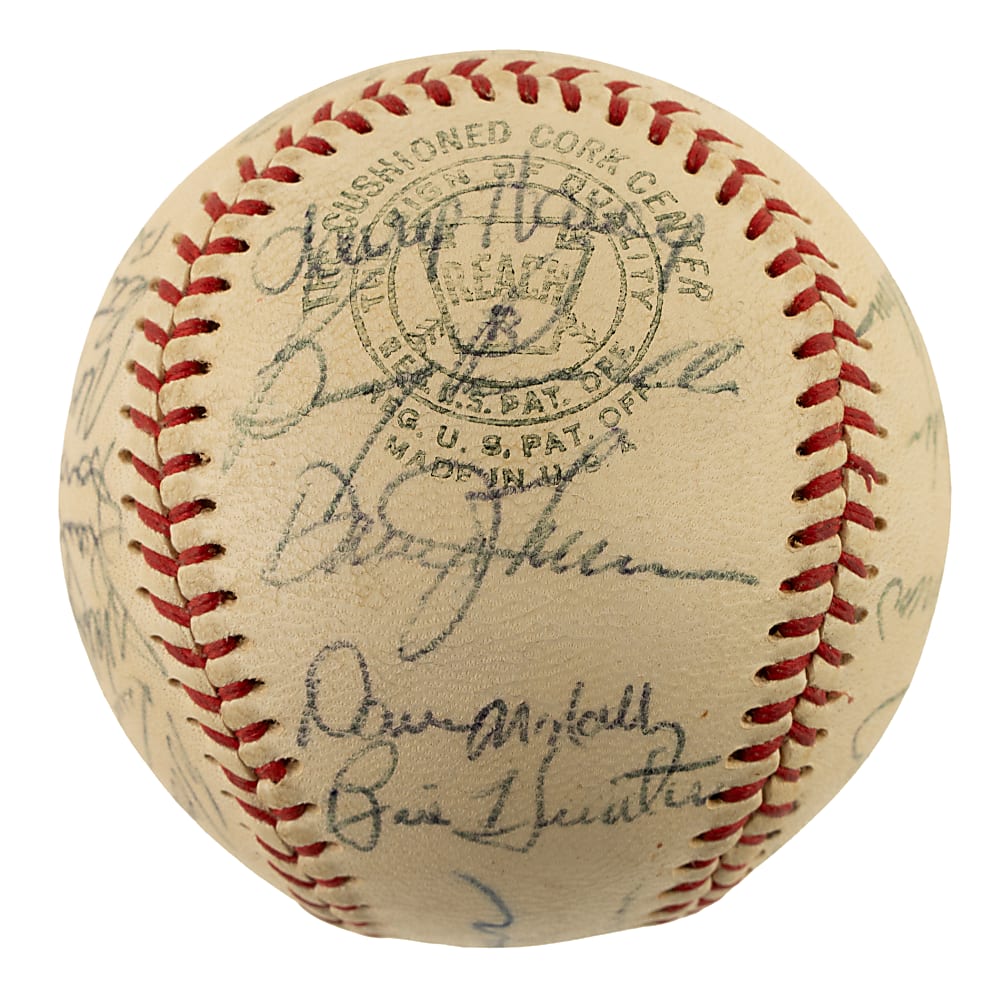 1967 Baltimore Orioles Team-Signed Baseball with Frank and Brooks Robinson, Aparicio, and Palmer