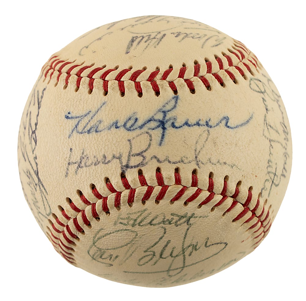 1967 Baltimore Orioles Team-Signed Baseball with Frank and Brooks Robinson, Aparicio, and Palmer