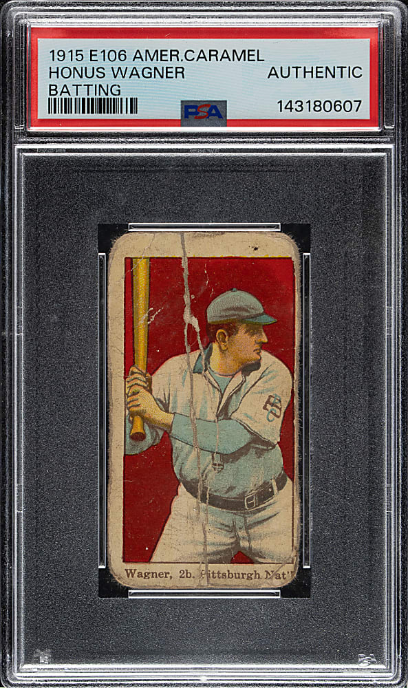 1915 E106 American Caramel Honus Wagner Batting - PSA