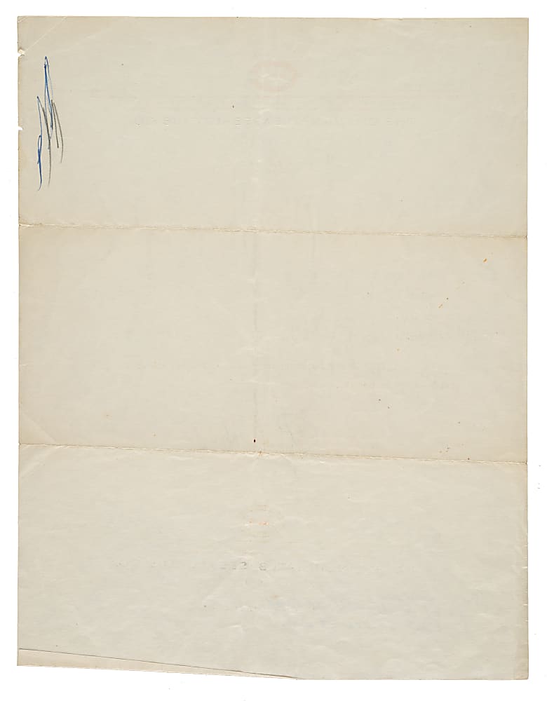 1952 Rogers Hornsby Signed Letter