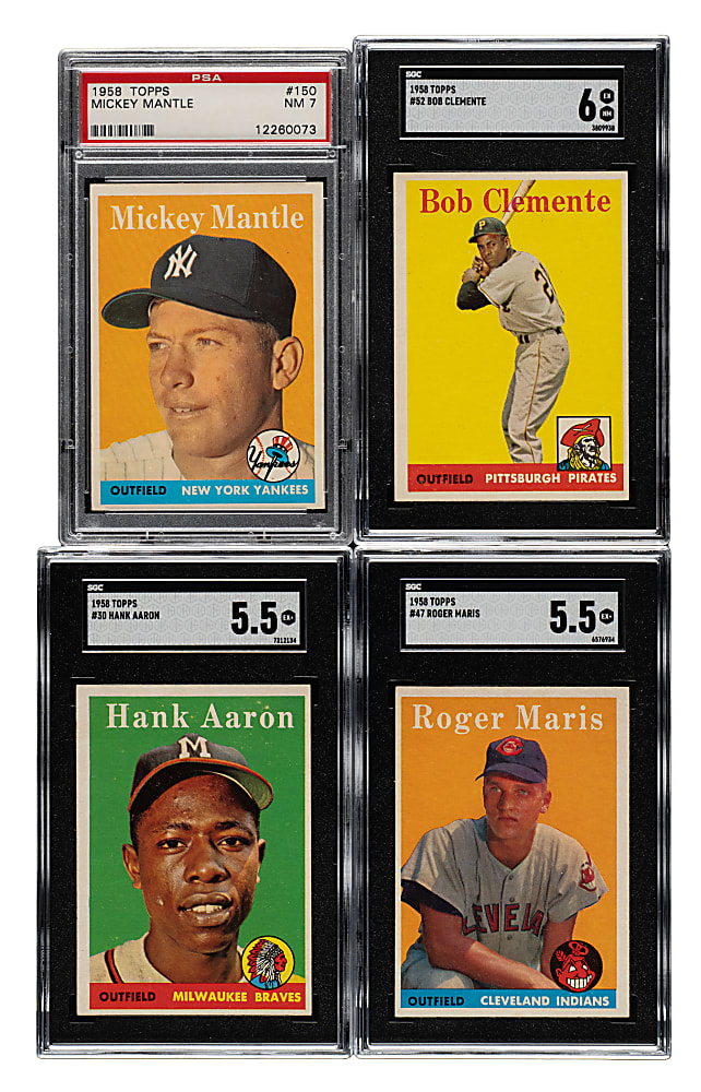 1958 Topps Complete Set (494) Including #150 Mickey Mantle PSA NM 7