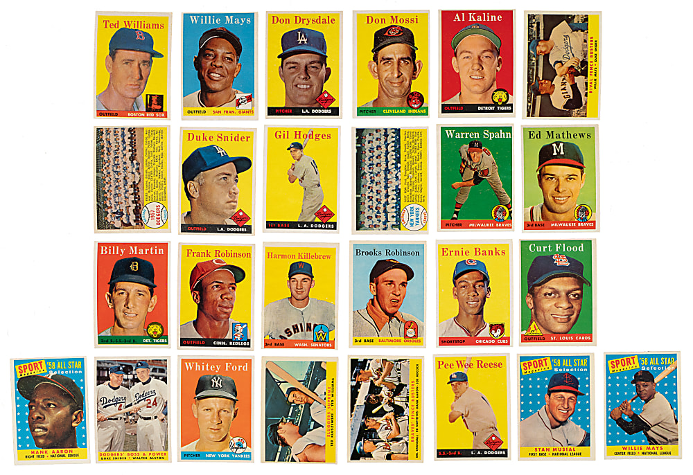 1958 Topps Complete Set (494) Including #150 Mickey Mantle PSA NM 7