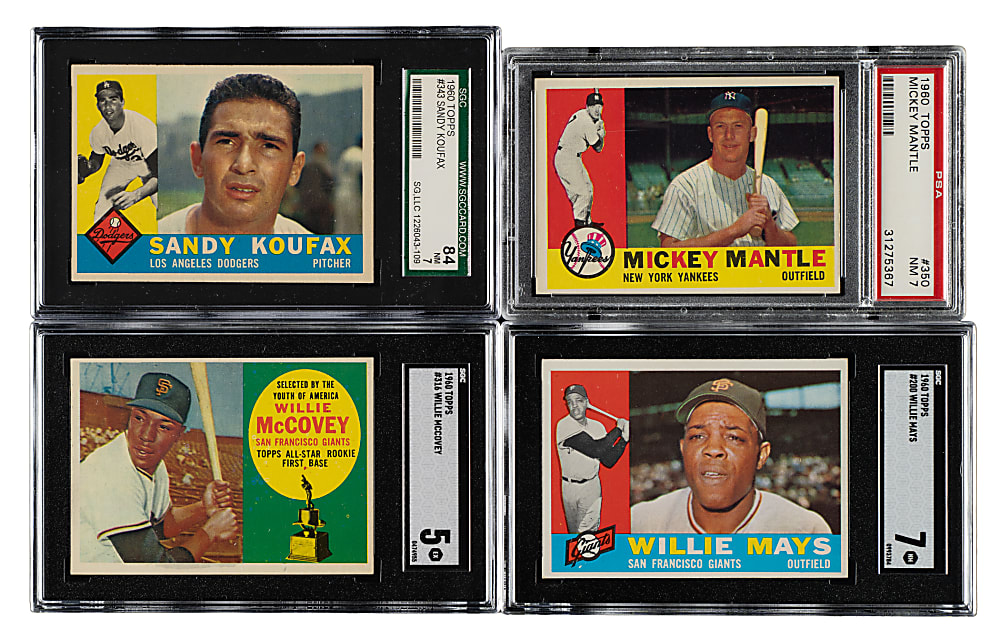 1960 Topps Complete Set (572) Including #350 Mickey Mantle PSA NM 7