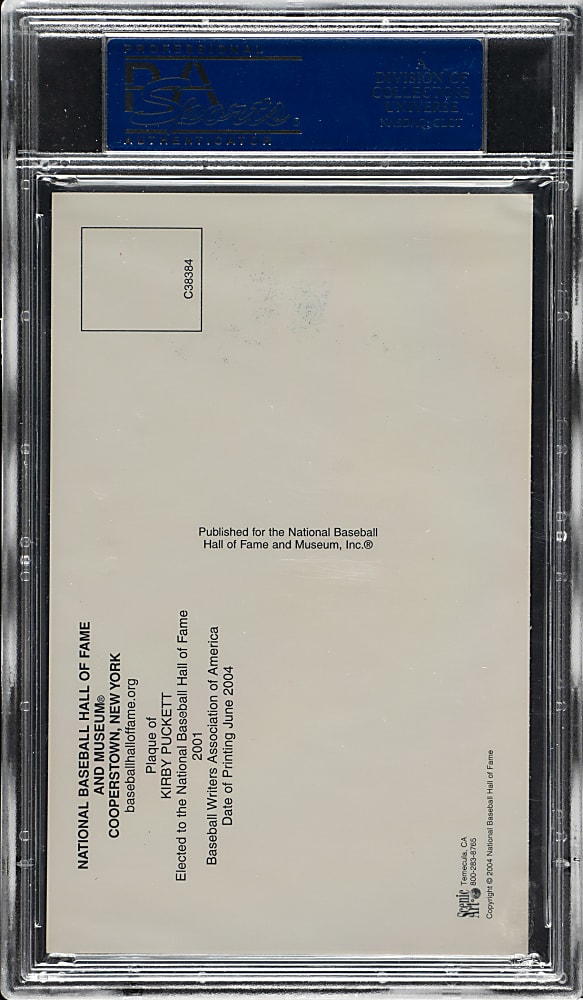 Kirby Puckett Signed Yellow Hall of Fame Postcard - PSA/DNA