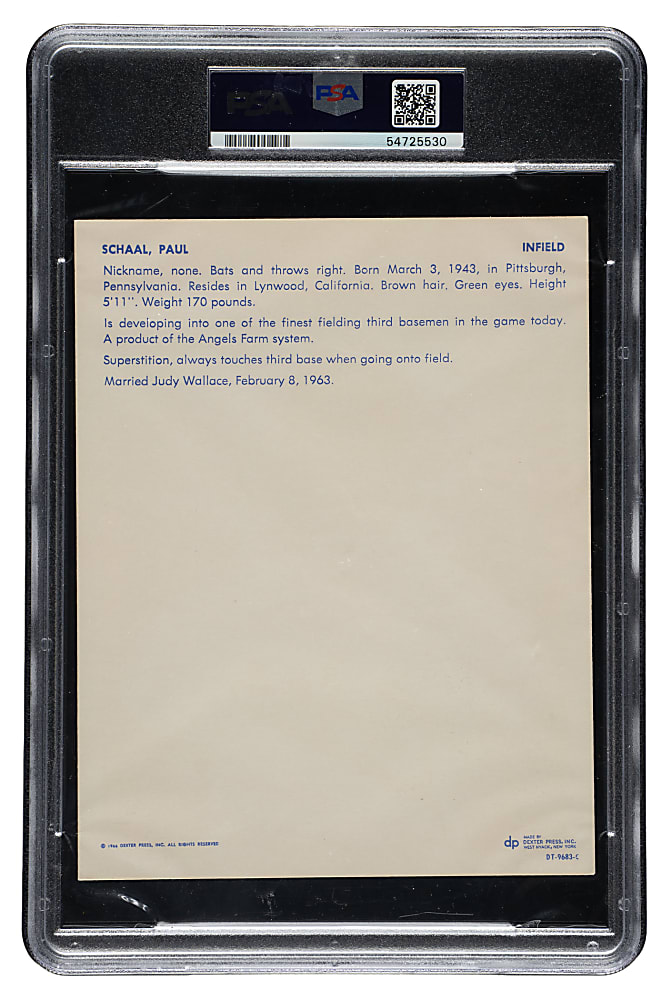 Extremely Rare 1967 Dexter Press Premiums Paul Schaal PSA VG-EX 4