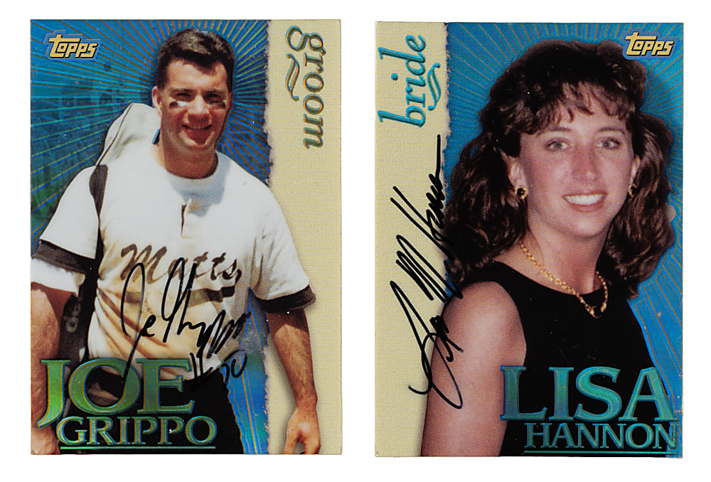 Extremely Rare 1997 Topps Stadium Club Employee Promo/Test Issue Joe Grippo (Groom) and Lisa Hannon (Bride) Pair