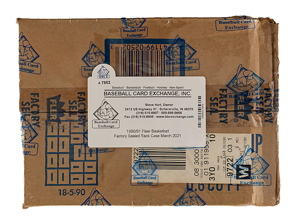 1990-1991 Fleer Basketball Factory-Sealed Unopened Rack Pack Case (3 Boxes, 72 Packs) - BBCE