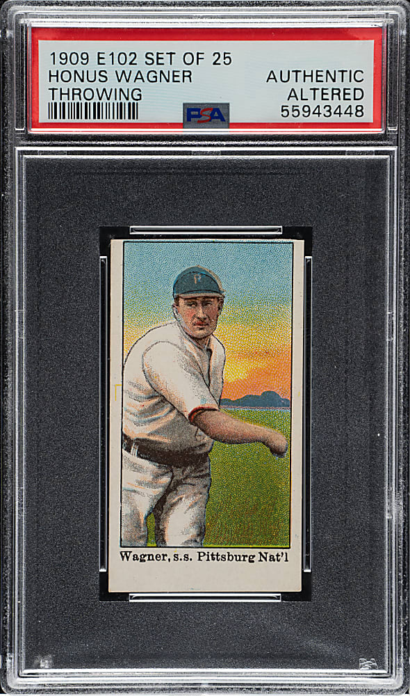 1909 E102 Anonymous "Set of 25" Honus Wagner Throwing PSA Authentic
