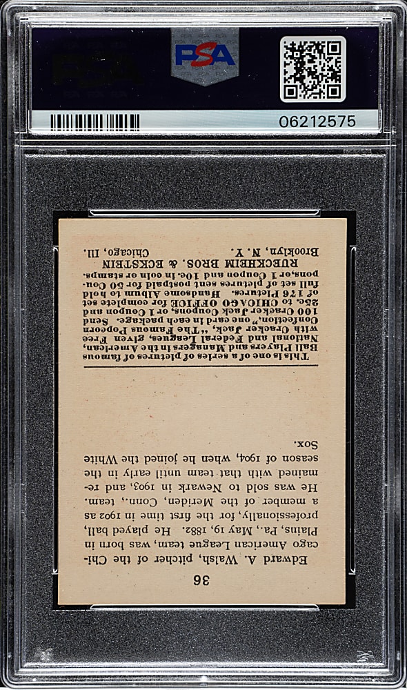 1915 E145 Cracker Jack #36 Ed Walsh PSA NM 7
