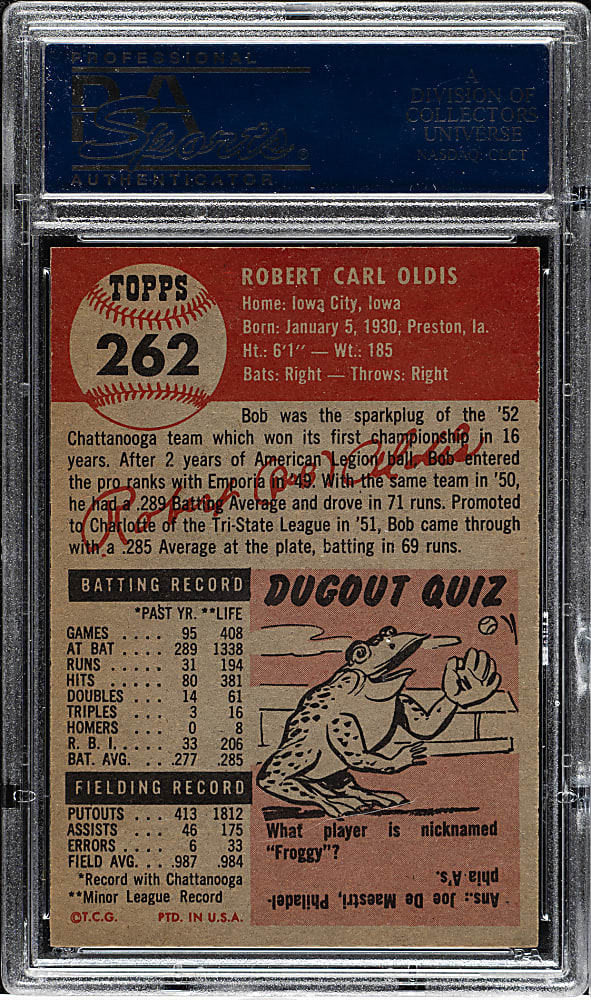 1953 Topps #262 Bob Oldis PSA NM-MT 8