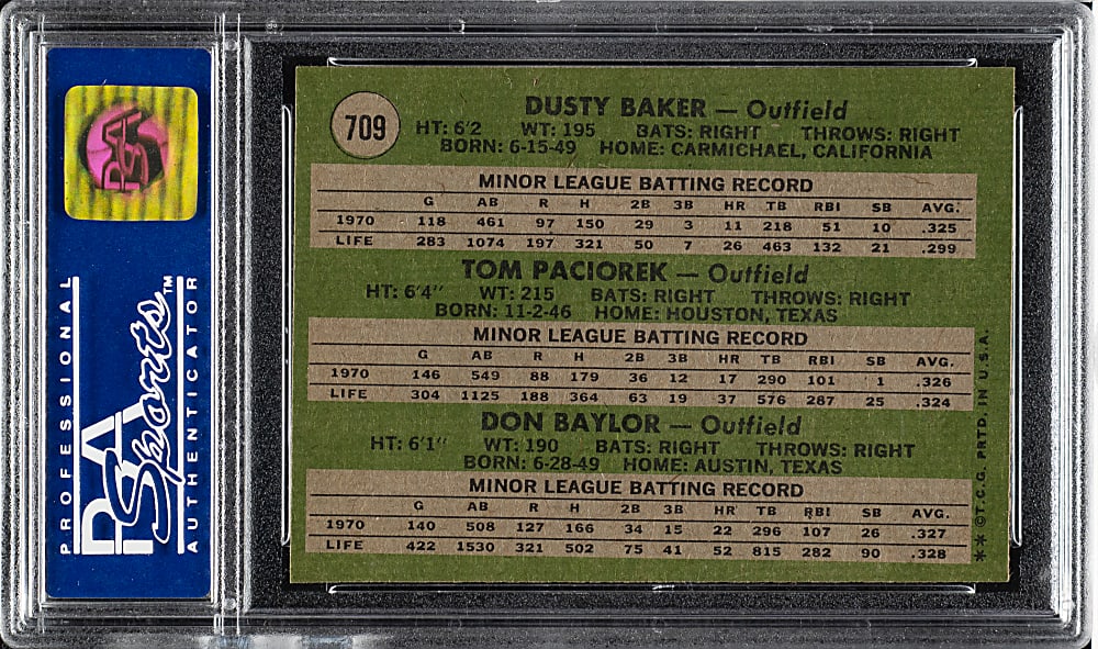 1971 Topps #709 Dusty Baker/Don Baylor Rookie PSA NM-MT 8