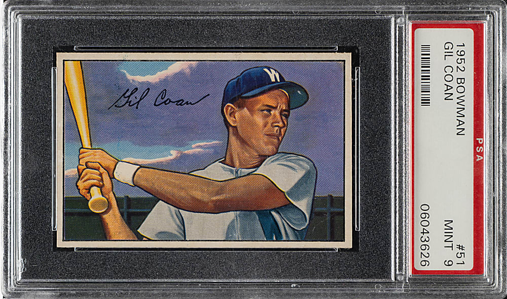 1952 Bowman #51 Gil Coan PSA MINT 9 - Highest Graded!