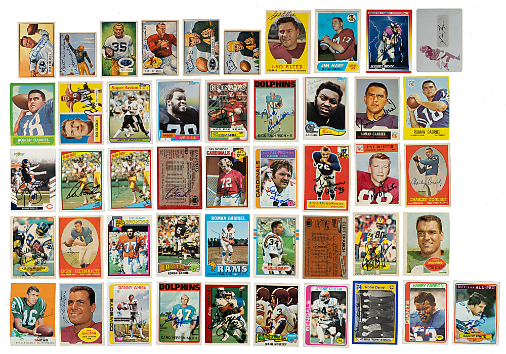 Signed 1950 to 2020 Topps, Bowman, Score, and Philadelphia Football Collection (1,589) Including Tim Brown, Ronnie Lott, and Dan Fouts