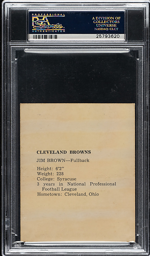 1959 Kahn's Wieners Football Jim Brown PSA VG 3