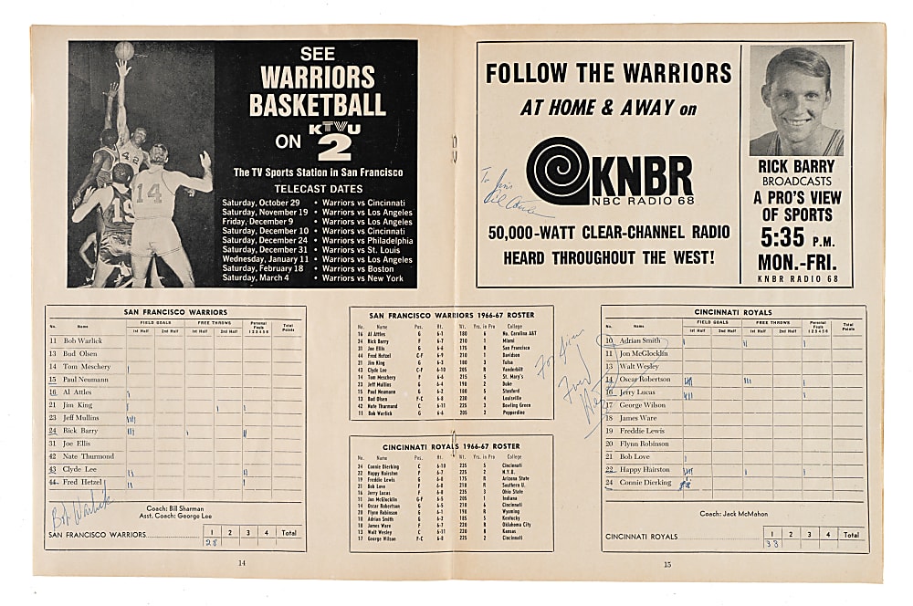 1947 to 1998 Basketball Multi-Signed Program and Magazine Collection (11) Including Oscar Robertson, Bob Cousy, and George Mikan