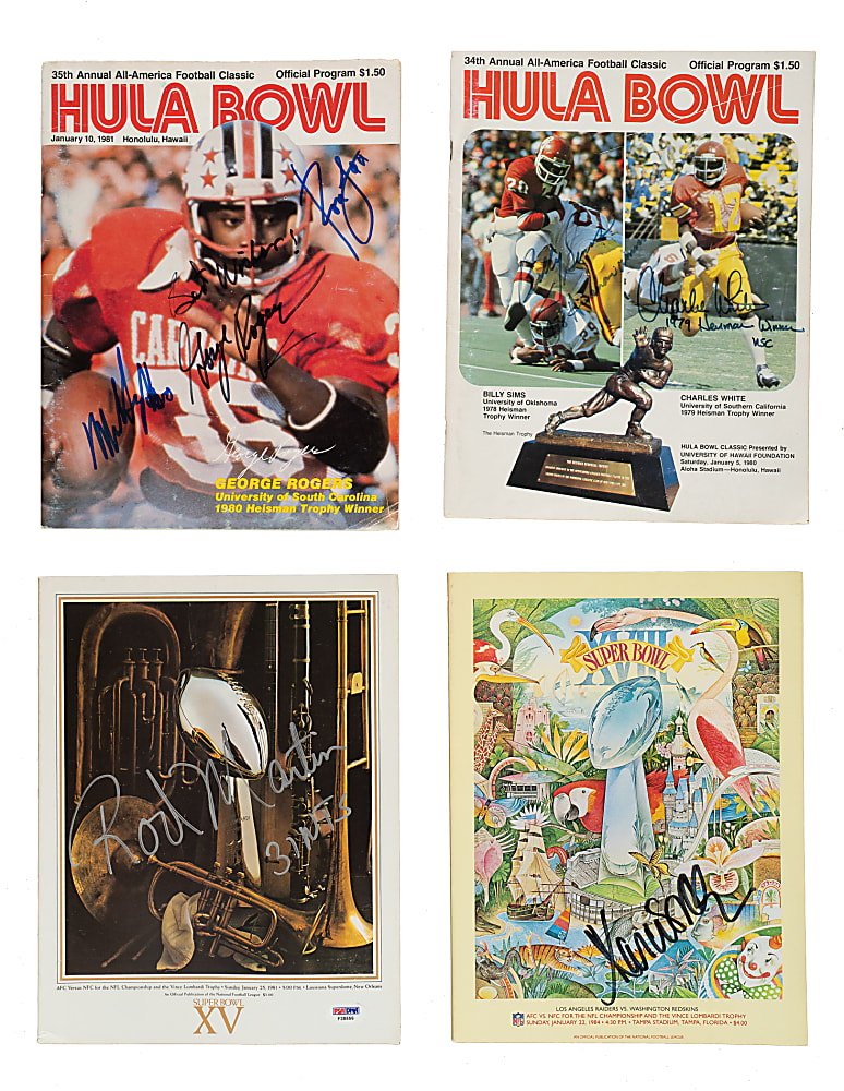 1971 to 1991 Football Multi-Signed Program Collection (7) Including O.J. Simpson, Michael Irvin, and George Blanda