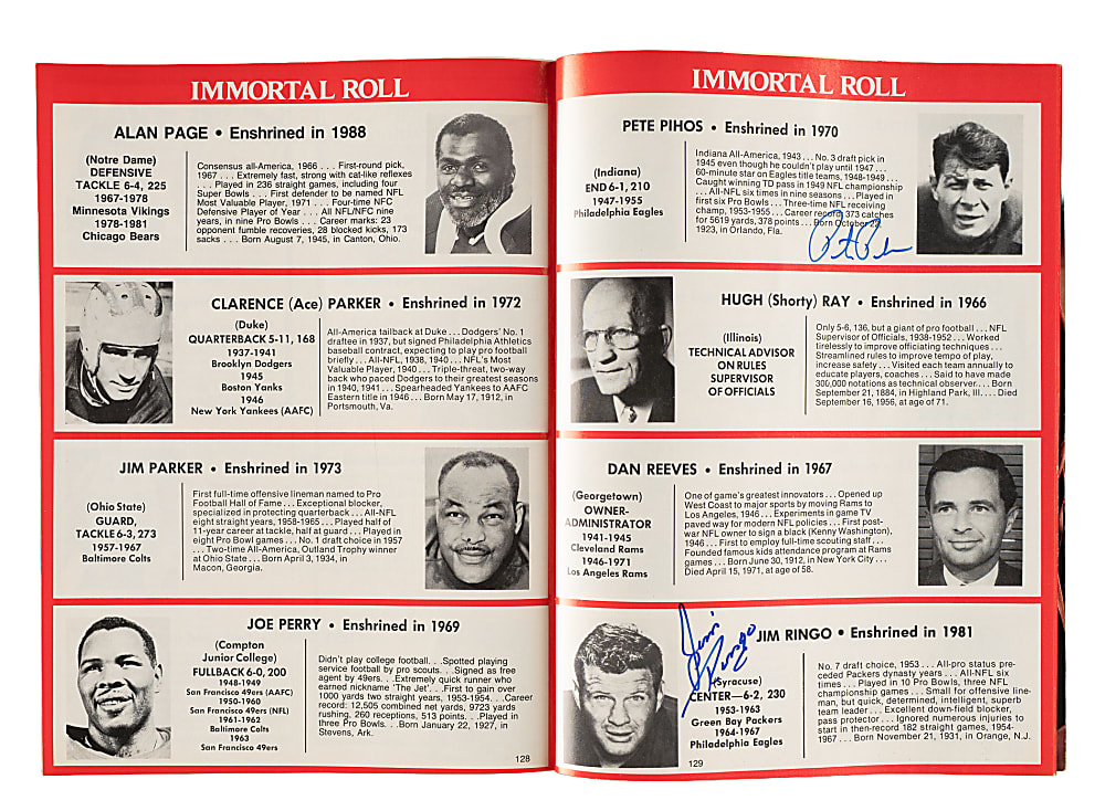 1971 to 1991 Football Multi-Signed Program Collection (7) Including O.J. Simpson, Michael Irvin, and George Blanda