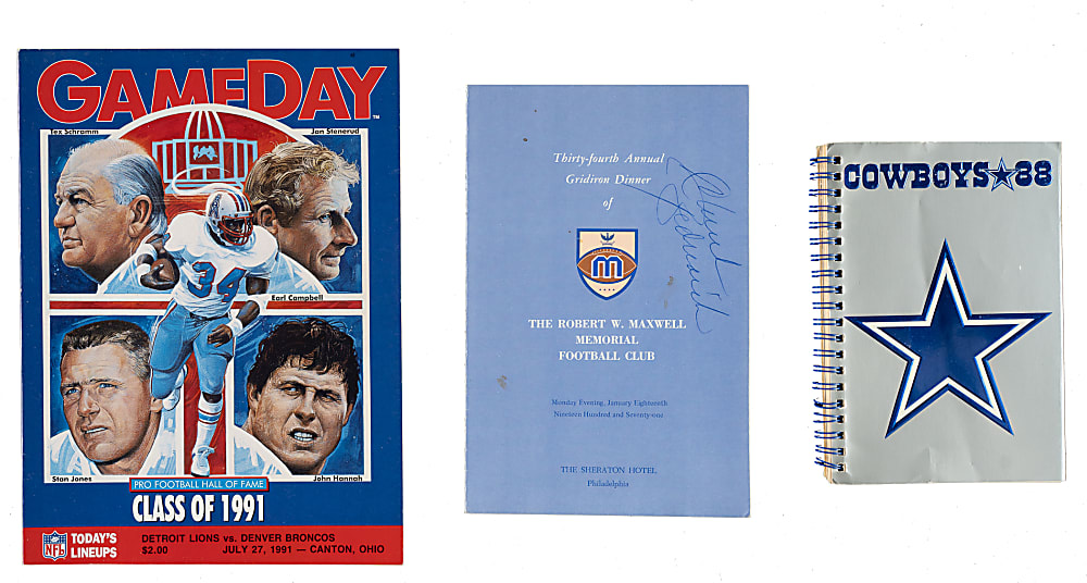 1971 to 1991 Football Multi-Signed Program Collection (7) Including O.J. Simpson, Michael Irvin, and George Blanda