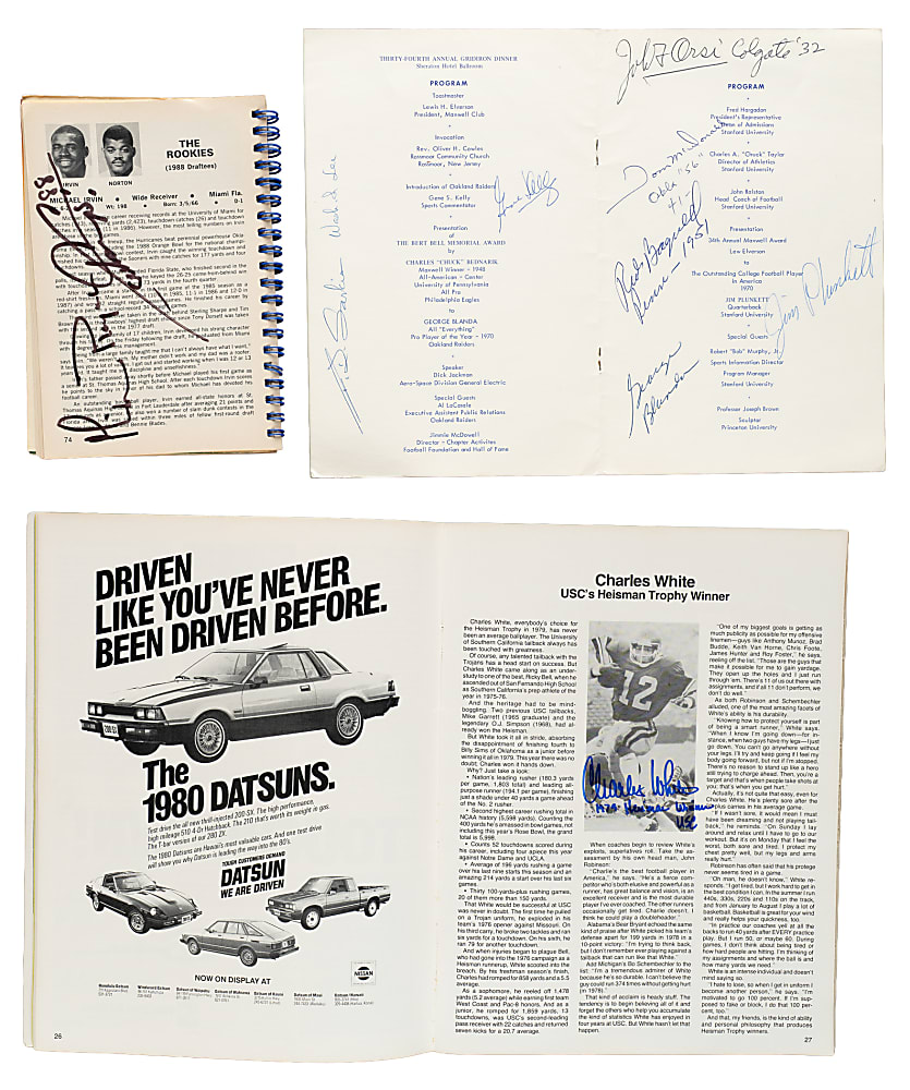 1971 to 1991 Football Multi-Signed Program Collection (7) Including O.J. Simpson, Michael Irvin, and George Blanda