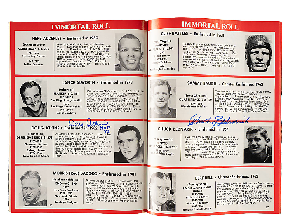 1971 to 1991 Football Multi-Signed Program Collection (7) Including O.J. Simpson, Michael Irvin, and George Blanda
