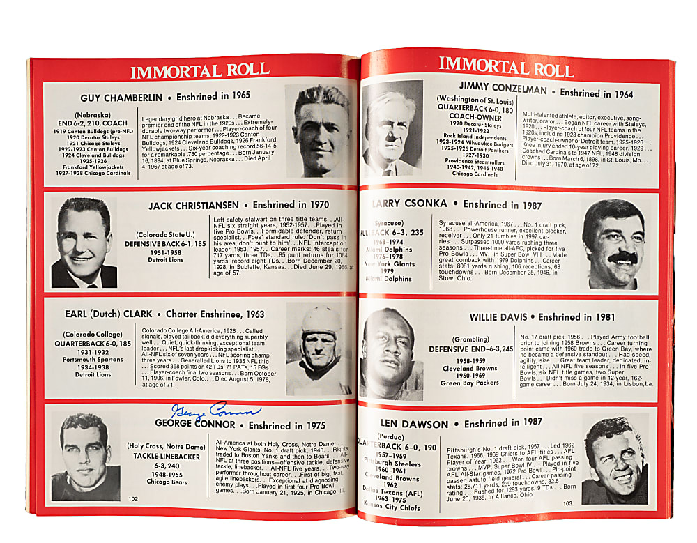 1971 to 1991 Football Multi-Signed Program Collection (7) Including O.J. Simpson, Michael Irvin, and George Blanda