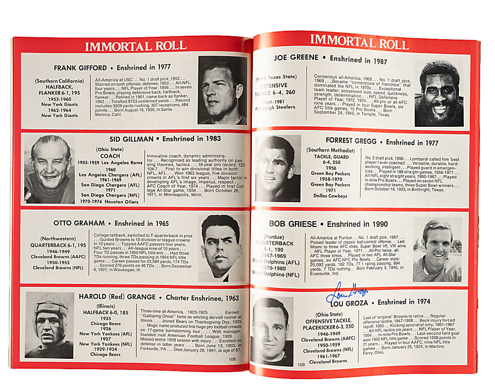 1971 to 1991 Football Multi-Signed Program Collection (7) Including O.J. Simpson, Michael Irvin, and George Blanda