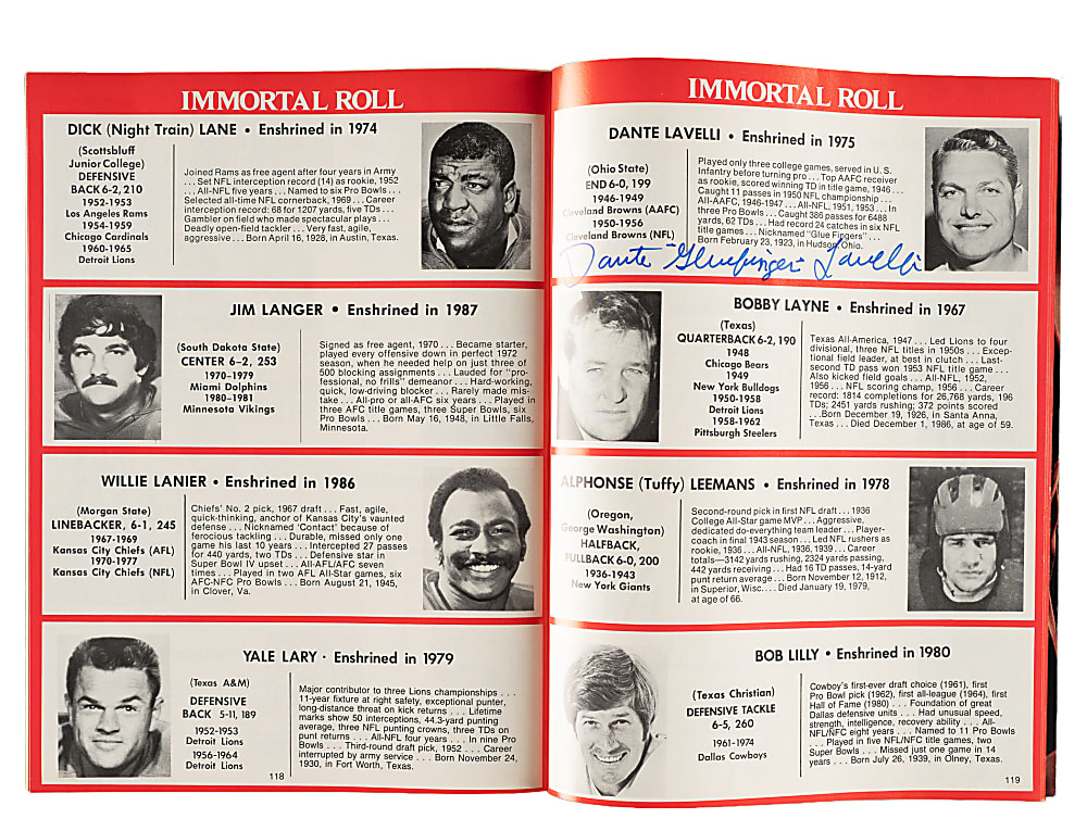 1971 to 1991 Football Multi-Signed Program Collection (7) Including O.J. Simpson, Michael Irvin, and George Blanda