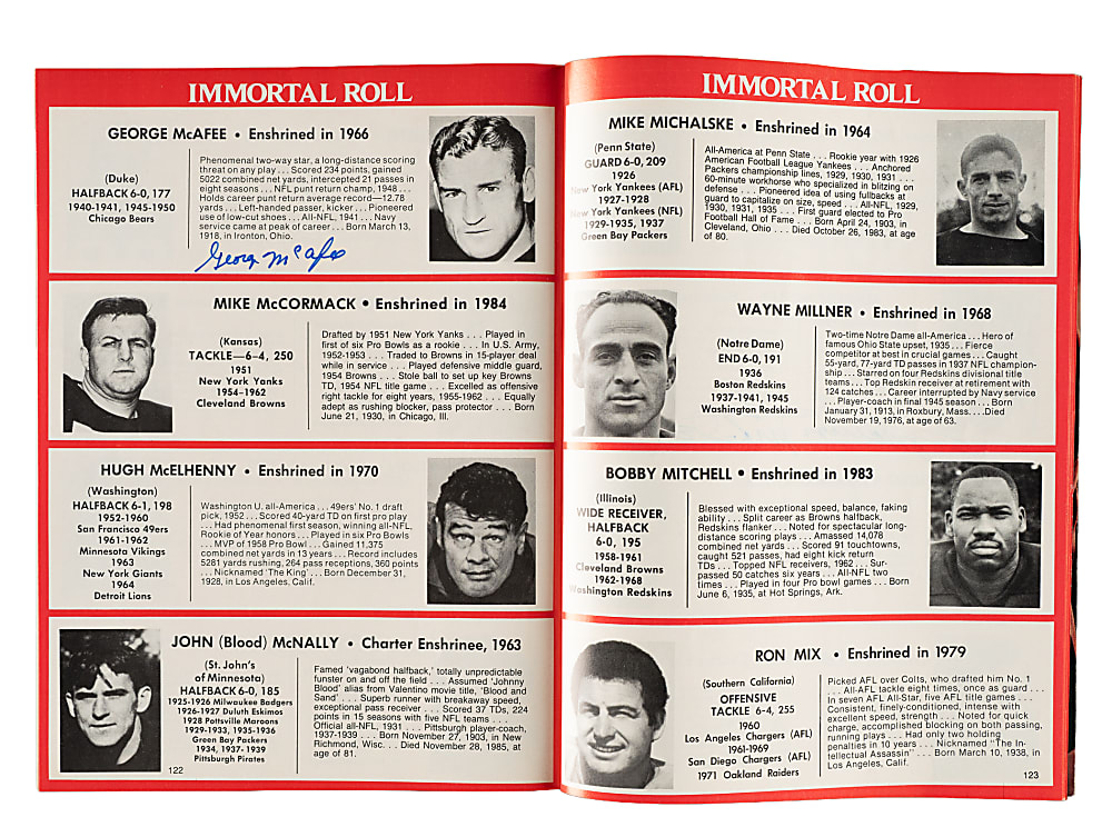 1971 to 1991 Football Multi-Signed Program Collection (7) Including O.J. Simpson, Michael Irvin, and George Blanda