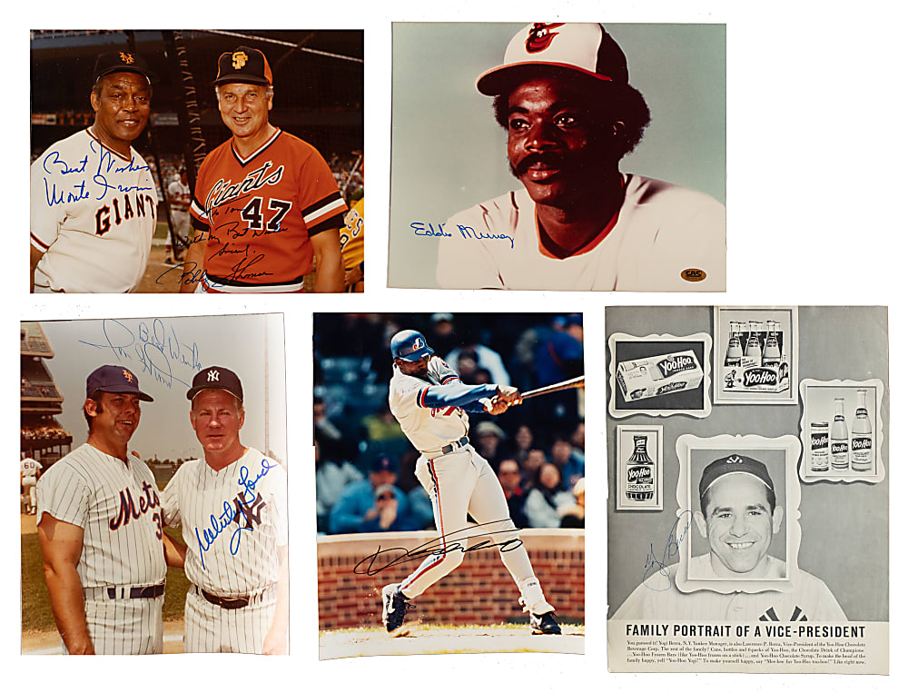 Hall of Fame and Stars Signed Photograph and Magazine-Page Collection (65) Including Berra, Seaver, and Rose