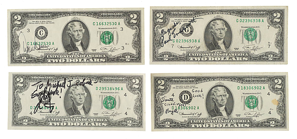 Celebrities and Sports Hall of Famers and Stars Signed $2 Bill Collection (29)