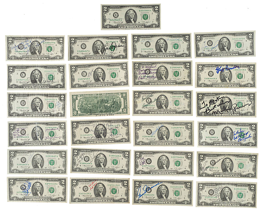 Celebrities and Sports Hall of Famers and Stars Signed $2 Bill Collection (29)