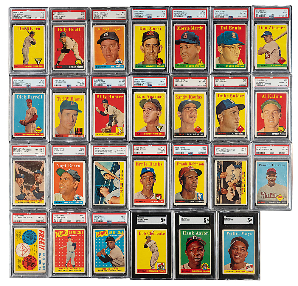 1958 Topps Complete Master Set (535) Including 66 PSA- and SGC-Graded Cards